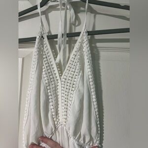 White sheer beach cover maxi w/ crochet details
